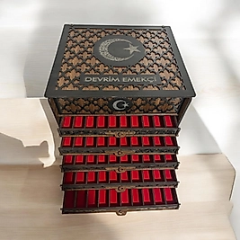 Ahşap Çekmeceli Tesbih Ve Saat Kutusu